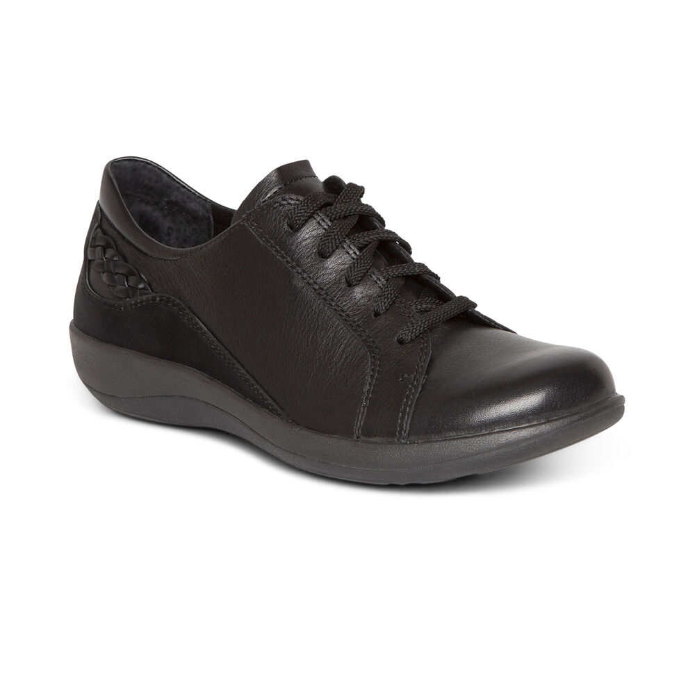  Aetrex Women's Dana Lace Up Oxford Dress Shoes - Black | USA 00M7938